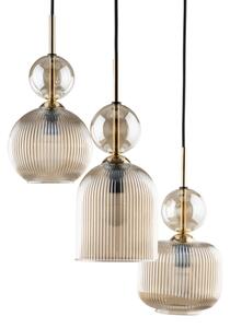 Lampadario a sospensione SOPHIA 3xE14/10W/230V nero/beige fumé