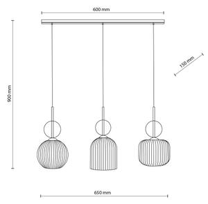 Lampada a sospensione SOPHIA con cavo 3xE14/10W/230V Nero/Beige fumé
