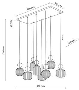 Lampada a sospensione SOPHIA con cavo 8xE14/10W/230V Nero/Beige fumé