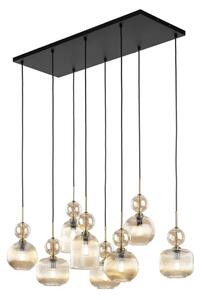 Lampada a sospensione SOPHIA con cavo 8xE14/10W/230V Nero/Beige fumé