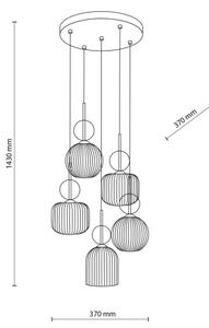 Lampadario a sospensione SOPHIA 5xE14/10W/230V nero/beige fumé