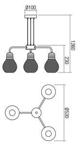 Redo 01-1579 - Lampadario sospeso con cavo EDISON 3xE27/42W/230V diam. 53 cm nero/rame