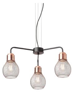 Redo 01-1579 - Lampadario sospeso con cavo EDISON 3xE27/42W/230V diam. 53 cm nero/rame