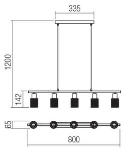Redo 04-509 - Lampadario sospeso a cavo VERTIGO 5xE14/28W/230V cromo lucido/bianco