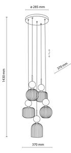 Lampadario a cavo SOPHIA 5xE14/10W/230V nero/verde/beige fumé