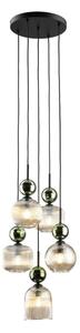 Lampadario a cavo SOPHIA 5xE14/10W/230V nero/verde/beige fumé