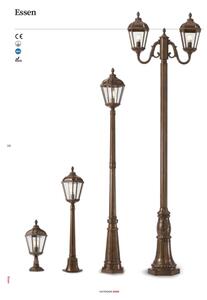 Redo 9662 - Lampione da esterno ESSEN 1xE27/70W/230V 221,5 cm IP44 marrone/patina