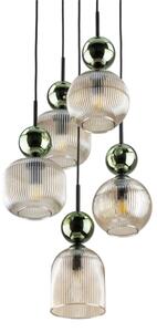 Lampadario a cavo SOPHIA 5xE14/10W/230V nero/verde/beige fumé