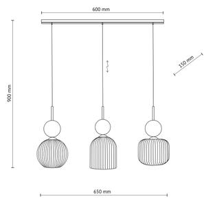 Lampadario a sospensione su cavo SOPHIA 3xE14/10W/230V nero/verde/beige fumé
