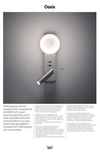 Redo 01-2993 - Lampada da parete LED OASIS LED/3W/230V+1xG9/10W USB CRI 90 cromo