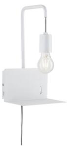 Paulmann 79812 - 1xE27/40W Lampada da parete con mensola e porta USB CALVANI 230V bianca