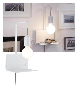 Paulmann 79812 - 1xE27/40W Lampada da parete con mensola e porta USB CALVANI 230V bianca