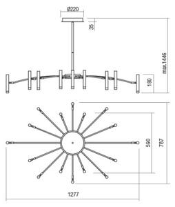 Redo 01-3450 - Lampadario LED dimmerabile a stelo RAYEN LED/80W/230V CRI 90 dorato