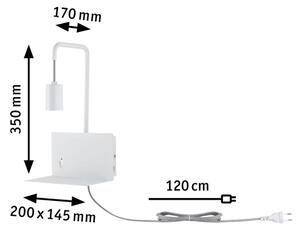 Paulmann 79812 - 1xE27/40W Lampada da parete con mensola e porta USB CALVANI 230V bianca