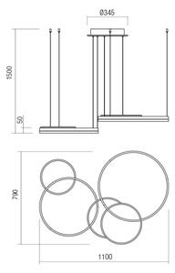 Redo 01-2608 - Lampada a sospensione dimmerabile a cavo SIGUA LED/114W/230V CRI 90 bianca