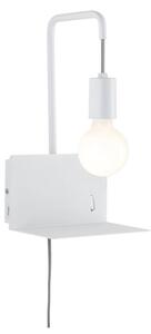 Paulmann 79812 - 1xE27/40W Lampada da parete con mensola e porta USB CALVANI 230V bianca