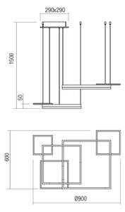 Redo 01-2611 - Lampadario dimmerabile a cavo SIGUA LED/110W/230V CRI 90 bianco