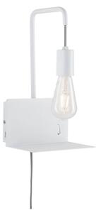 Paulmann 79812 - 1xE27/40W Lampada da parete con mensola e porta USB CALVANI 230V bianca