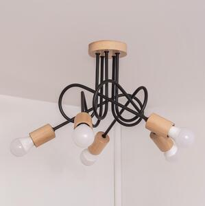 Lampadario a plafone OXFORD 5xE27/15W/230V, finitura pino/nero