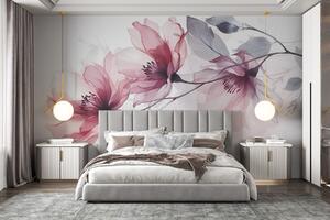 Carta da parati Fiori delicati in tonalità tenui, Carta da parati Natura, Carta da parati popolare, w08429 - Tapeko.it