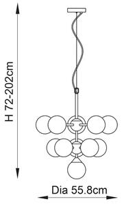 Endon 101147 - Lampadario a sospensione su cavo OSCAR 11xG9/18W/230V nero/fumé