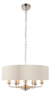 Endon 94357 - Lampadario a catena HIGHCLERE 6xE14/40W/230V beige/cromo satinato