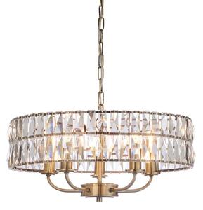 Endon 106244 - Lampadario a catena CLIFTON 5xE14/6W/230V in ottone/vetro trasparente
