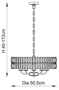 Endon 106244 - Lampadario a catena CLIFTON 5xE14/6W/230V in ottone/vetro trasparente