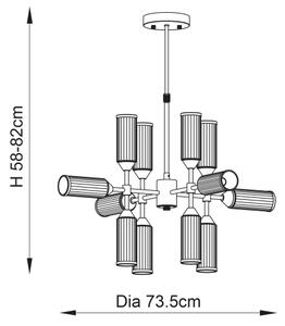 Endon 92214 - Lampadario a stelo TOUR 12xG9/3W/230V ottone