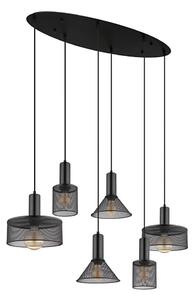 Globo 15648-6H - Lampadario a cavo JEDD 6xE27/60W/230V nero