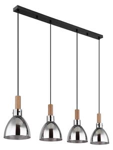 Globo 15550-4H - Lampadario a sospensione su cavo MATTEA 4xE27/6W/230V nero/fumé