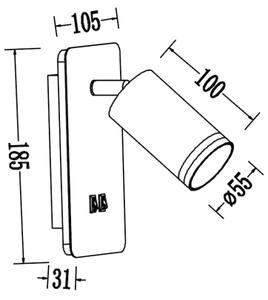 Faretto da parete a LED PIPE 1xGU10/10W/230V + LED/6W bianco