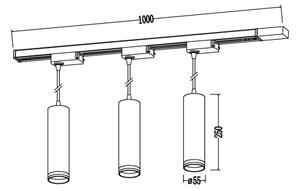 Lampada a sospensione con cavo per sistema a binario PIPE 3xGU10/10W/230V bianca
