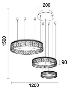 Lampadario LED in cristallo dimmerabile a sospensione con cavo THALIA LED/120W/230V 3000-6000K + telecomando