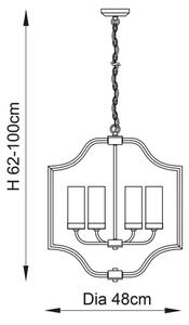 Endon 81914 - Lampadario a catena EDREA 4xE14/6W/230V ottone
