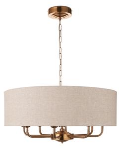 Endon 110727 - Lampadario a catena HIGHCLERE 8xE14/40W/230V beige/ottone diametro 70 cm