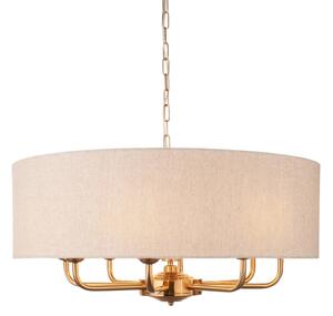Endon 110727 - Lampadario a catena HIGHCLERE 8xE14/40W/230V beige/ottone diametro 70 cm