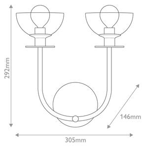 Alora Mood ALM-SYLVIA-2WB-BG-CL - Lampada da parete SYLVIA 2xE14/40W/230V, dorata