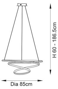 Endon 97639 - Lampadario sospeso dimmerabile a cavo TWIRL LED/88W/230V 3000K oro