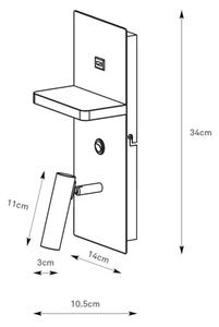 Markslöjd 109018 - Lampada da parete LED CARICA con mensola e porta USB 4W/230V, nero