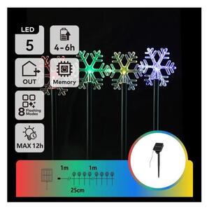 Aigostar - Luce solare natalizia LED RGBY, 1,2 V, 8 funzioni, 1 m, IP65, 800 mAh, fiocchi di neve