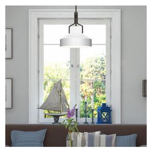Quoizel QZ-BRECKEN-2P-OZ-OPAL - Lampada a sospensione con asta BRECKEN 2xE27/60W/230V nero/bianco