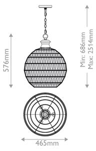 Quoizel QZ-CASABLANCA-3P-PBZ - Lampadario a sospensione con catena CASABLANCA 3xE27/60W/230V