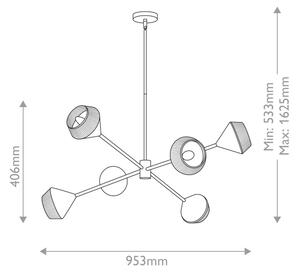 Alora Mood ALM-DAPHNE6-MB - Lampadario a stelo DAPHNE 6xE14/40W/230V