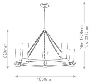 Elstead KRISTY5-DG-OPAL - Lampadario a stelo KRISTY 5xE27/40W/230V, finitura rame