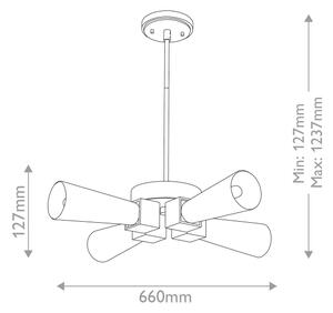 Elstead KRISTY-4P-DG-OPAL - Lampadario a stelo KRISTY 4xE27/40W/230V, finitura rame