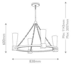 Elstead KRISTY4-DG-OPAL - Lampadario a stelo KRISTY 4xE27/40W/230V rame