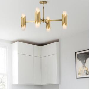 Elstead MARVELE8-AB-OPAL - Lampadario su asta MARVELE 8xE14/40W/230V dorato