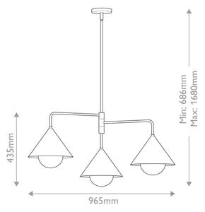 Alora Mood ALM-REMYCK3-GD - Lampadario su asta REMYCK 3xE27/60W/230V dorato