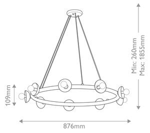 Kichler KL-PALTA9-CPZ - Lampadario a sospensione su cavo PALTA 9xE14/40W/230V, finitura oro